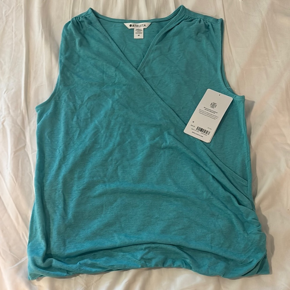 Athleta Green Sleeveless Wrap Tank Top